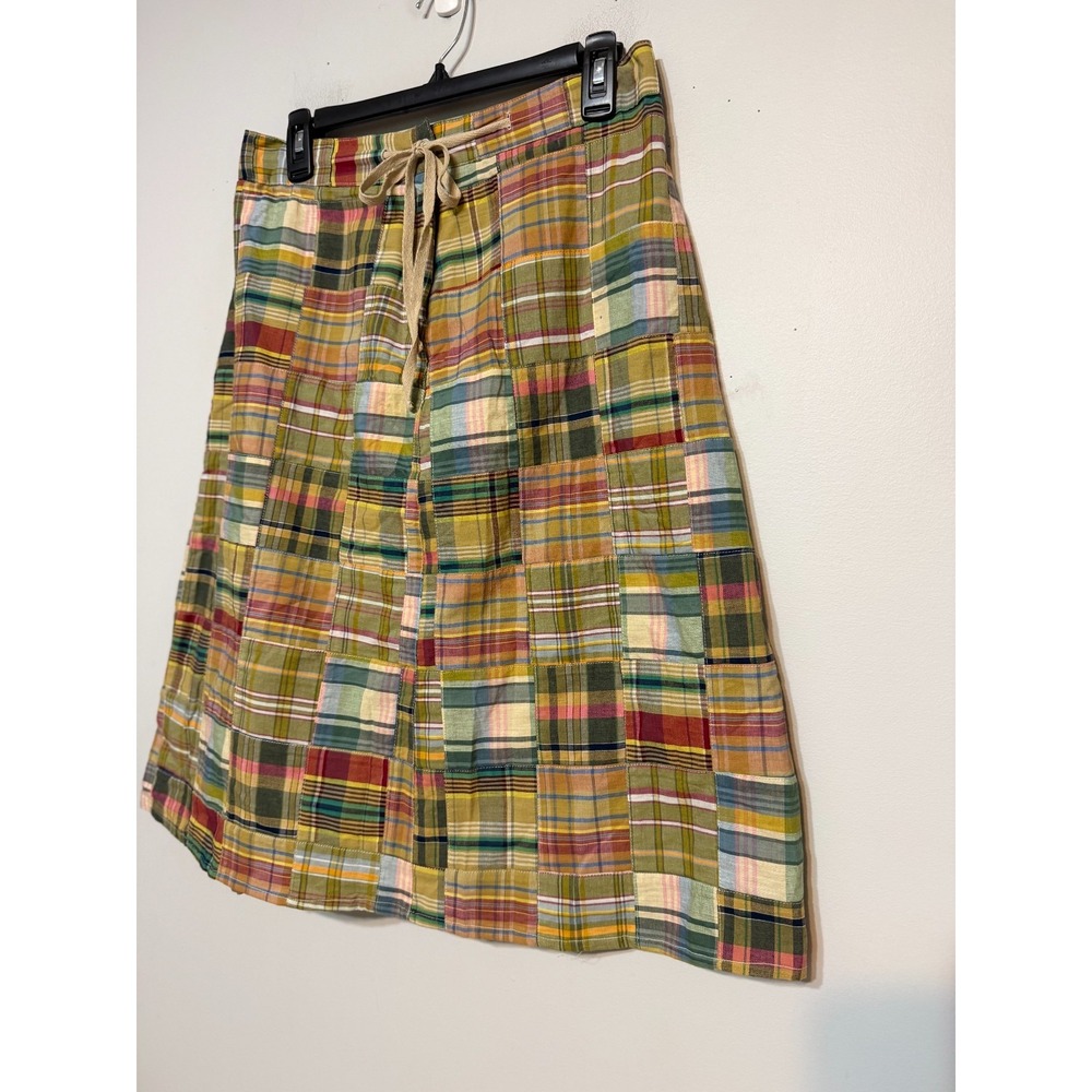 Vintage Cottagecore Patchwork Madras Plaid Skirt Women Medium Academia Preppy - Picture 3 of 7